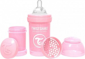 Бутылочка антиколиковая Twistshake для кормления 180 мл. Пастельный розовый (Pastel Pink).