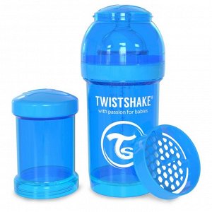 Бутылочка антиколиковая Twistshake для кормления 180 мл. Пастельный синий (Pastel Blue).