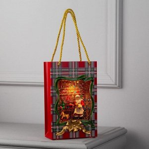 Светодиодная фигура «Пакет с Дедом Морозом» 15x23x7 см, пластик, батарейки ААх3 (не в комплекте), USB, свечение тёплое белое