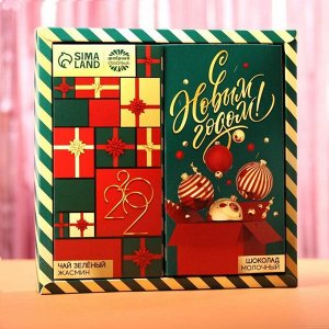 Подарочный набор «С Новым годом»: чай 50 г., молочный шоколад 70 г.