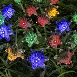 Гирлянда &quot;Нить&quot; 4.5 м с насадками &quot;Цветы&quot;, тёмная нить, 30 LED, свечение мульти, 2 режима, солнечная батарея