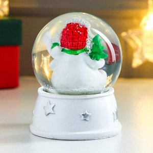 Стеклянный шар "Снеговик в шапке-ушанке, с ёлкой" d=6,5 см 8х6,5х6,5 см