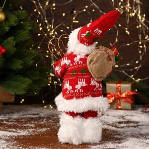 Дед Мороз "В красной шубке, колпачке и с подарками" 15х30 см