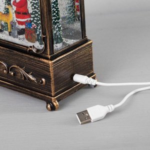 Светодиодная фигура «Дед Мороз и оленёнок» 14.5 x 22 x 8 см, металл, батарейки ААх3 (не в комплекте), USB, свечение тёплое белое