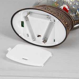 Светодиодная фигура «Дед Мороз у ёлки» 12.5 x 20 x 12.5 см, пластик, батарейки АААх3 (не в комплекте), USB, свечение тёплое белое