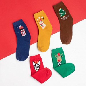 Набор новогодних носков KAFTAN "Joy" 5 пар, р-р 35-38