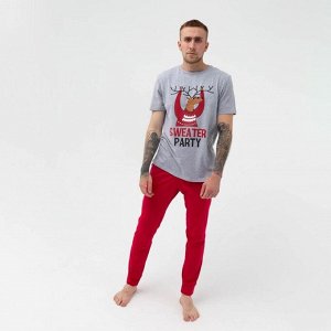 Пижама новогодняя мужская KAFTAN "Party", цвет серый/красный
