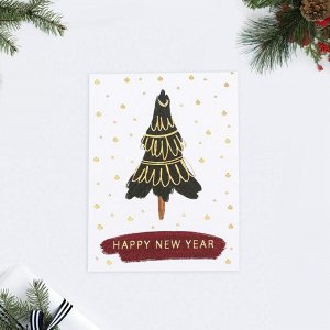 Набор открыток на акварельном картоне «Новый год», тиснение, 5 штук,  8 ? 6 см