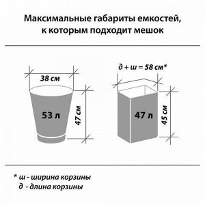 Мешки для мусора с ушками LAIMA "ULTRA" 60 л синие, рулон 20 шт. прочные, ПНД 14 мкм, 60х76 см, 607690