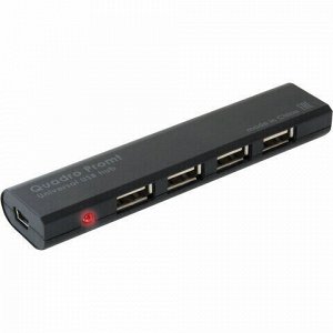 Хаб DEFENDER Quadro Promt, USB 2.0, 4 порта, порт для питания, черный, 83200