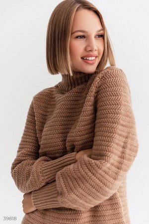 Удлиненный свитер цвета кемел