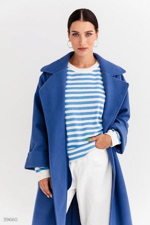 Синее кашемировое пальто