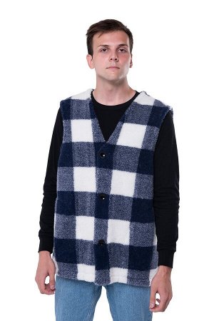 WOOLLAMB Мужской жилет MEN VEST WOOL, клетка СИНИЙ