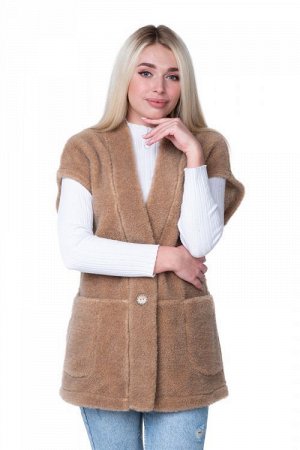 WOOLLAMB Женский жилет WOOL, цвет CAMEL, цвет КОРИЧНЕВЫЙ