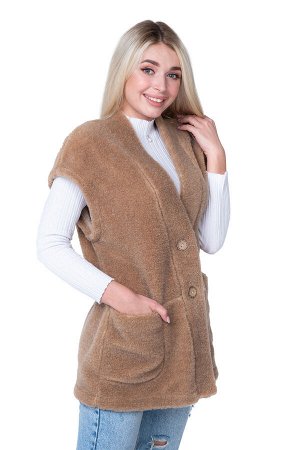 Женский жилет WOOL, цвет CAMEL, цвет КОРИЧНЕВЫЙ