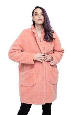 WOOLLAMB Пальто стильное из овечьей шерсти THE BARREL, цвет Лосось, цвет РОЗОВЫЙ