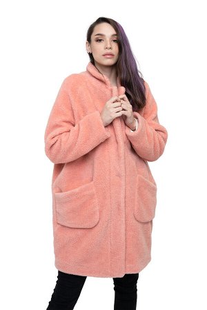 WOOLLAMB Пальто стильное из овечьей шерсти THE BARREL, цвет Лосось, цвет РОЗОВЫЙ