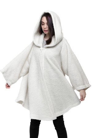 Пончо стильное из овечьей шерсти с капюшоном WITH HOOD CAMEL, цвет Ваниль, цвет БЕЛЫЙ