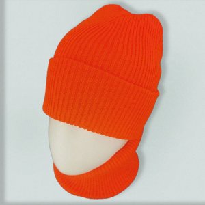 Зд1227-38 Комплект шапка/снуд вязаный лапша Basic неоновая морковь