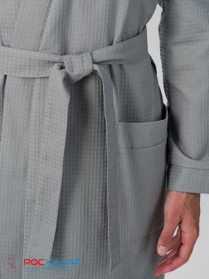 Мужской укороченный вафельный халат с планкой В-05 (20)