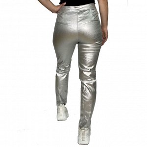 Клубные женские брюки-сигаретки – смелый, экстравагантный металлик №282