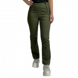 Женские джинсы цвета хаки - эффектная модель с накладными карманами №313