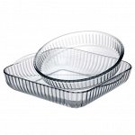 &quot;Borcam Sets&quot; Форма стеклянная жаропрочная набор 2шт: 3,2л - 28х28х6см, 1,95л - д22см, h26см, цветной картон, Pasabahce (Турция)
