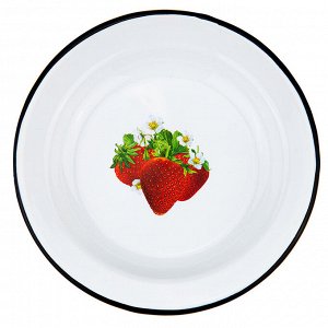 Тарелка эмалированная 0,3л, круглая, с рисунком, белый (Россия)