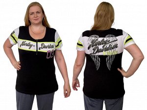 Женская футболка большого размера Harley-Davidson – стиль на пышные формы с принтами и аппликациями №2005