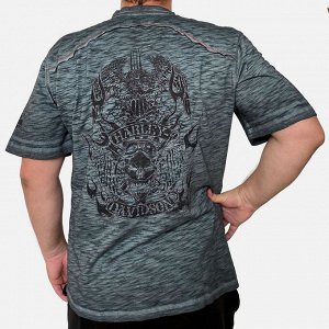 Брендовая мужская футболка Harley-Davidson – модные изнаночные строчки, актуальная расцветка «рябь» №1153