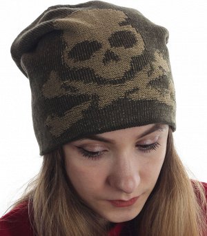 Классная женская шапка с черепом - популярная модель, в которой тепло и комфортно! №1511 ОСТАТКИ СЛАДКИ!!!!
