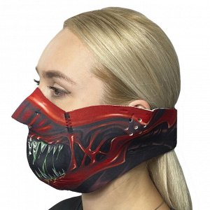 Противовирусная маска Wild Wear Alien из неопрена - Максимальная защита от коронавируса, яркий дизайн в стиле "хоррор", удобство в использования при езде на мотоцикле, велосипеде, занятиях спортом. Ос