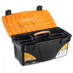 Контейнер-ящик для инструментов пластмассовый "Титан 21" 53х28x29см, черный с желтым (Россия)