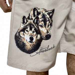 Светлые мужские шорты с принтом волков от Septwolves №5018