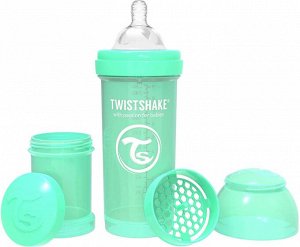 Бутылочка антиколиковая Twistshake для кормления 180 мл. Пастельный зелёный (Pastel Green).