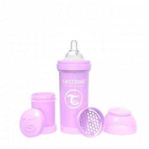Бутылочка антиколиковая Twistshake для кормления 260 мл. Пастельный фиолетовый (Pastel Purple).