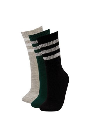 Defacto Fit Женские хлопковые носки с рисунком из 3 пар носков для колледжа Теннисные носки