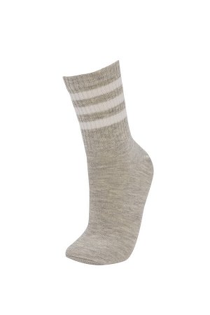 Defacto Fit Женские хлопковые носки с рисунком из 3 пар носков для колледжа Теннисные носки