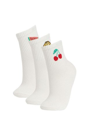 Женские спортивные носки из 3 пар хлопковых носков с фруктовым рисунком