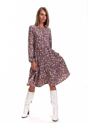 Платье пл450 серо-лиловое в цветочек