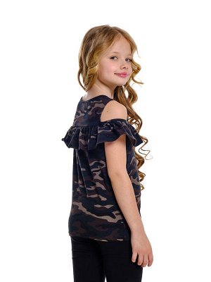Футболка для девочки (98-122см) UD 4698-1(2) хаки камуфляж