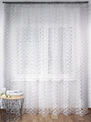 Органза Галатея, белый, Ширина: 2,0м, Тип крепления: Шторная лента
