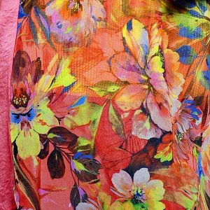 Блуза атласная с сеткой принт арт АЛЕКС желтая от Tatiana