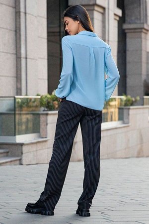 Голубая шифоновая блуза с длинным рукавом Мерседес 21276 от It Elle