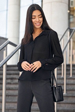 Черная шифоновая блуза с длинным рукавом Лилия 21278 от It Elle