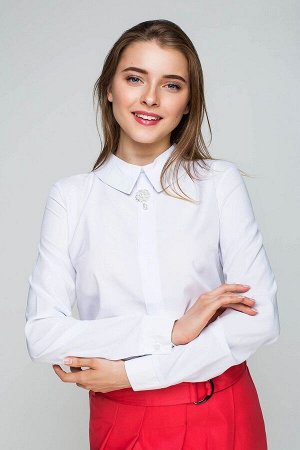 Блуза Брошь белый БЛ234-2 от MultiModa