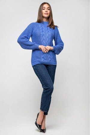 ??Вязаный свитер «Ника» с люрексом - васильковый 371005 от Prima Fashion Knit