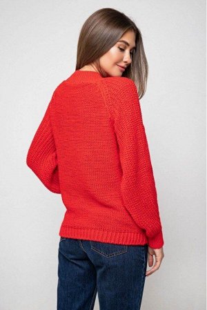 Вязаный свитер «Ника» с люрексом - красный 371002 от Prima Fashion Knit