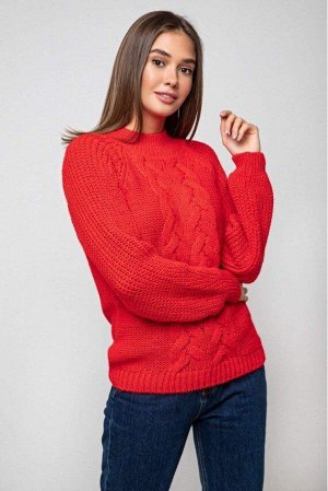 Вязаный свитер «Ника» с люрексом - красный 371002 от Prima Fashion Knit