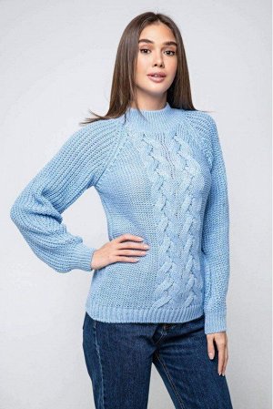 Вязаный свитер «Ника» с люрексом - голубой 371004 от Prima Fashion Knit